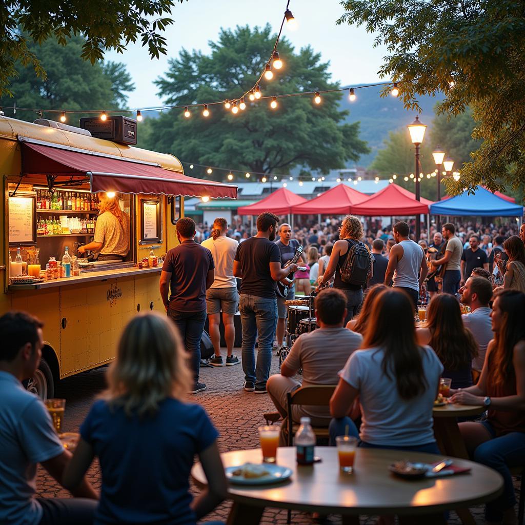 Food trucks and live music performance at the festival