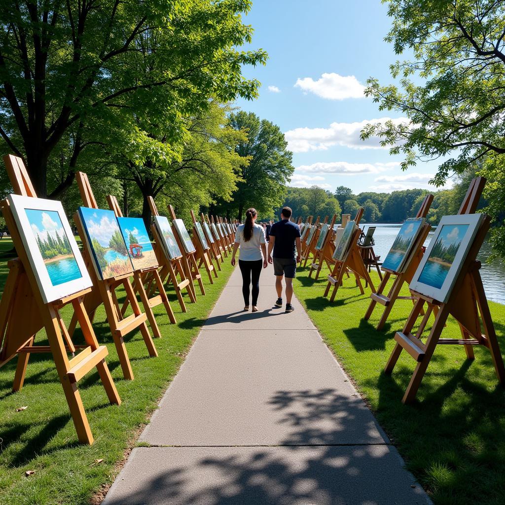 Outdoor painting exhibition at Forest Lake Arts in the Park