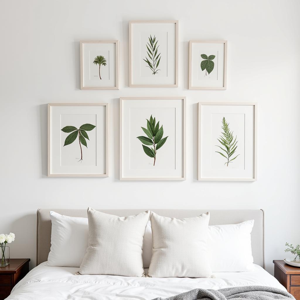 Framed Botanical Wall Art in Bedroom