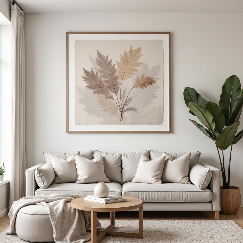 Framed Linen Wall Art in Living Room