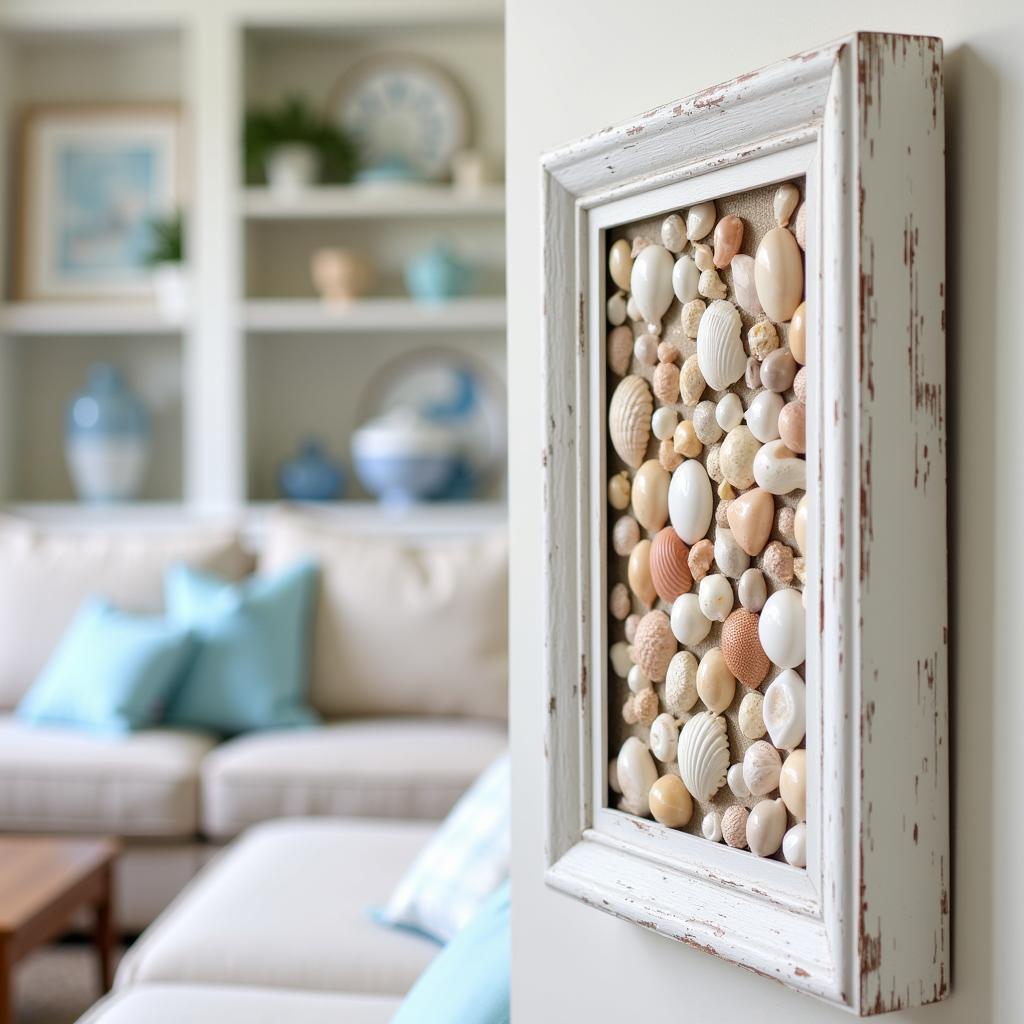 Framed Shell Wall Art in Coastal Decor