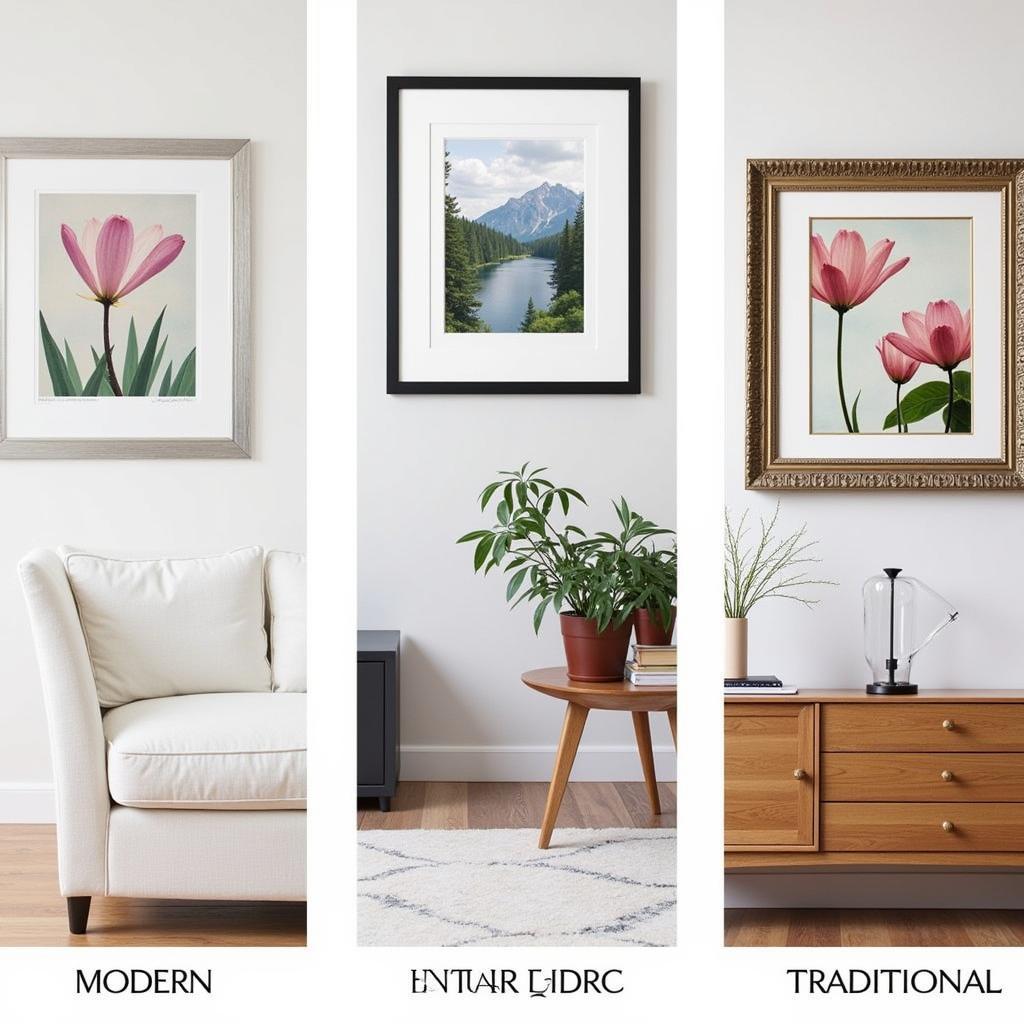 Framing Robert Wood art prints for different interior styles: modern, minimalist, and traditional.