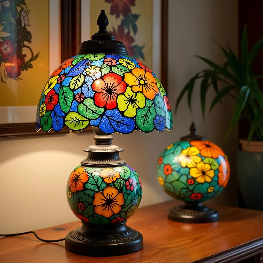 Fused glass table lamps, a fusion of colors and textures