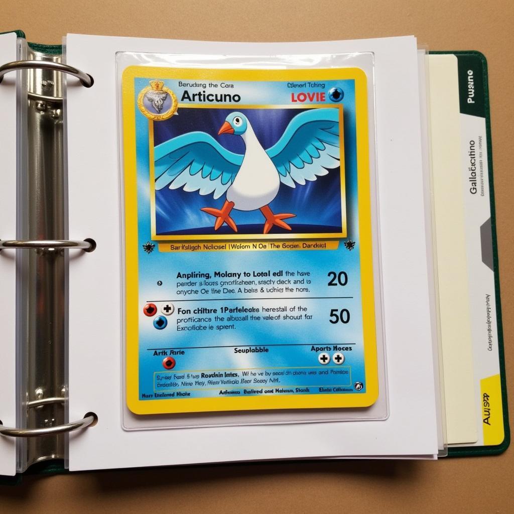 Galarian Articuno V Alternate Art card displayed in a binder