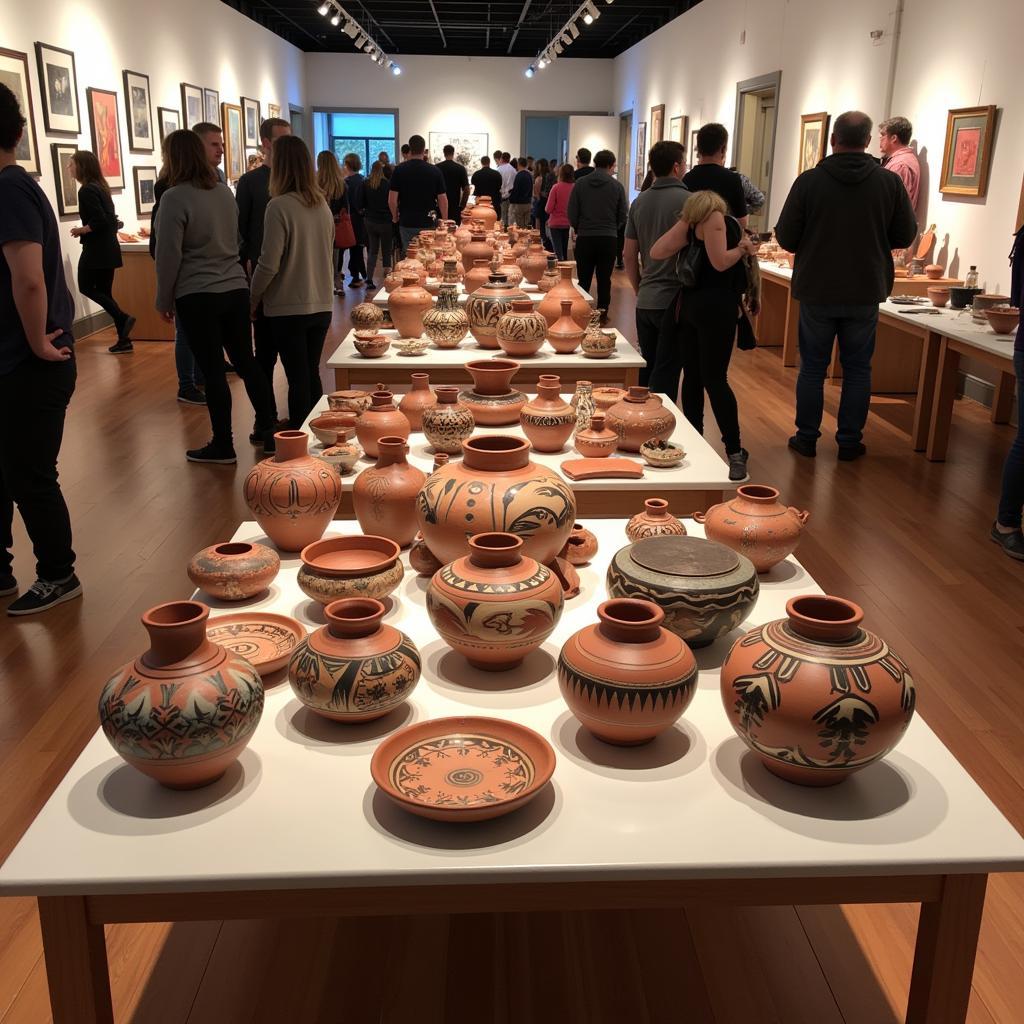 Native American pottery on display at the Gallup Arts Crawl