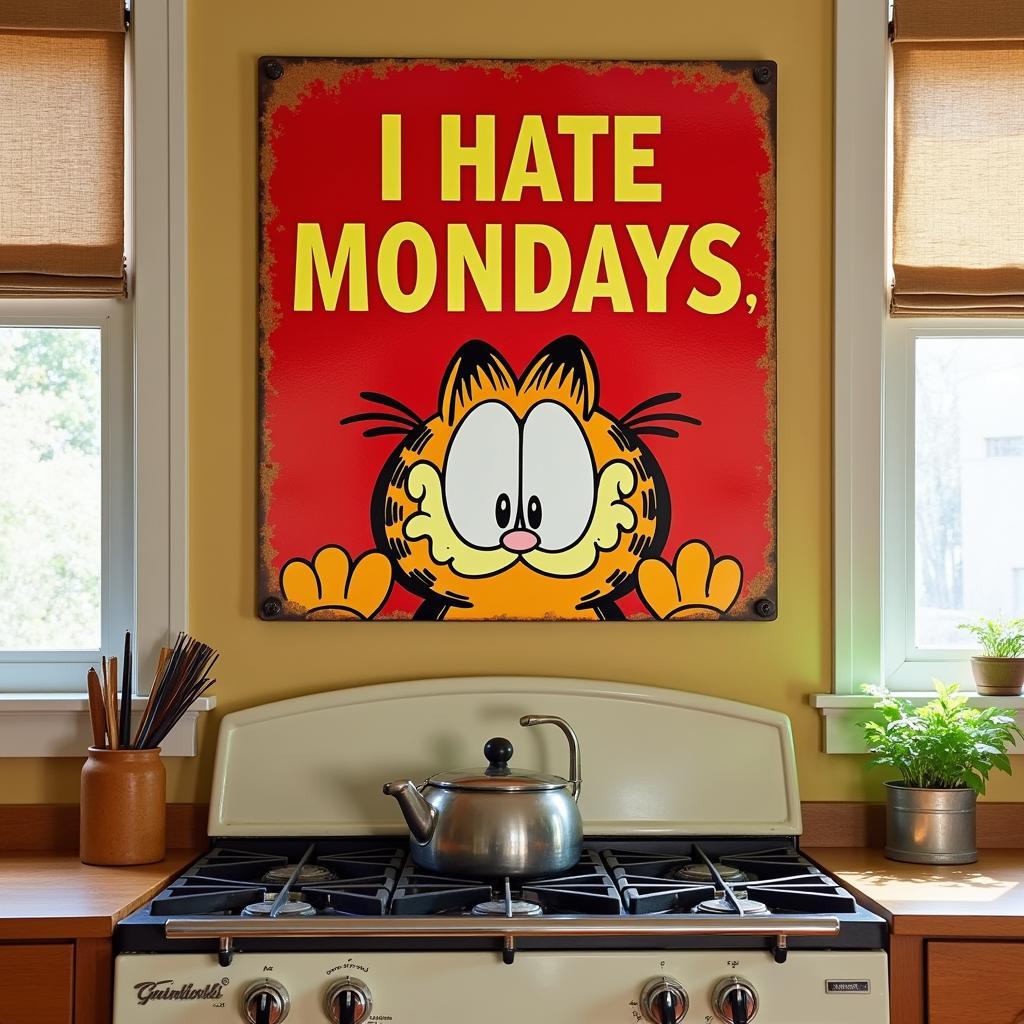 Garfield Metal Sign in Retro Kitchen