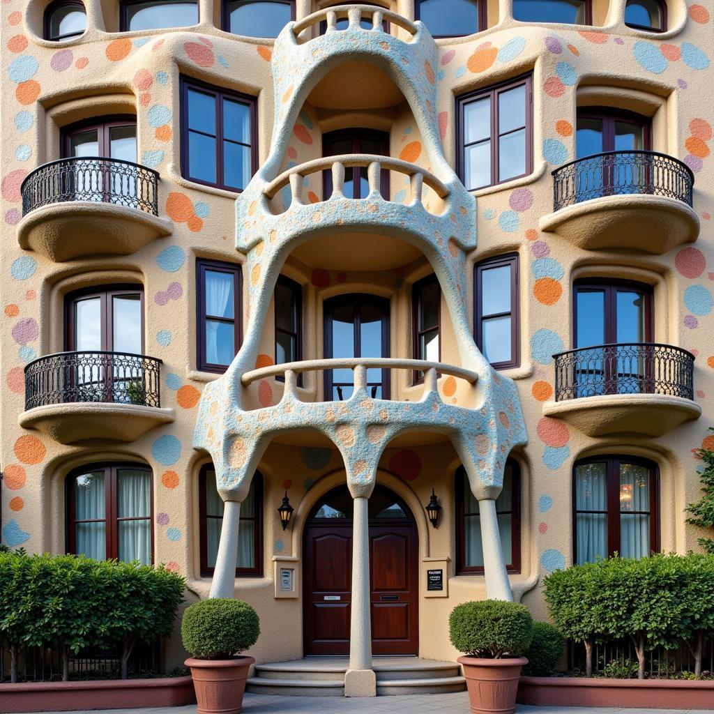 Casa Batlló's facade, showcasing Gaudí's unique and imaginative use of color, form, and light