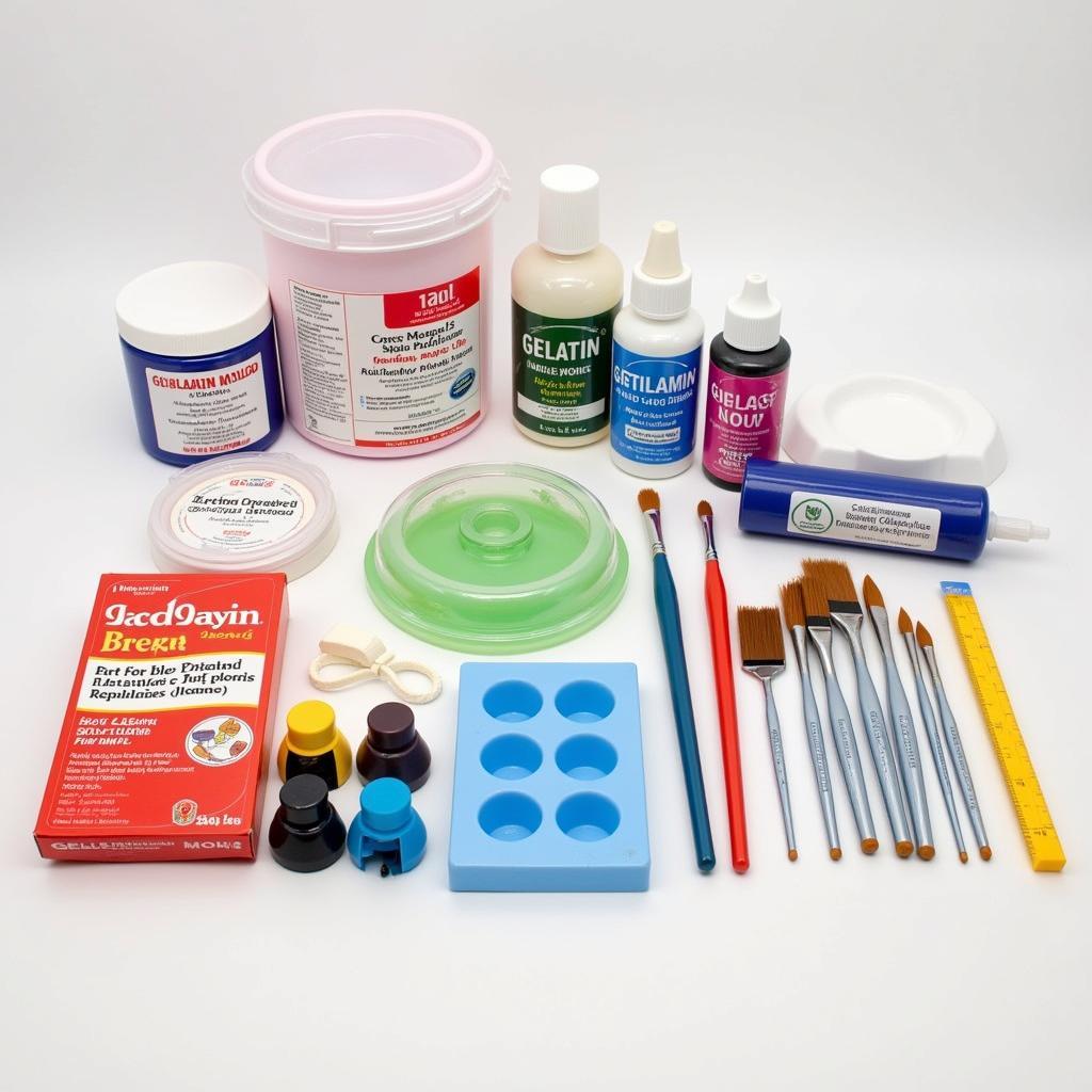 Various Gelatin Art Supplies and Tools