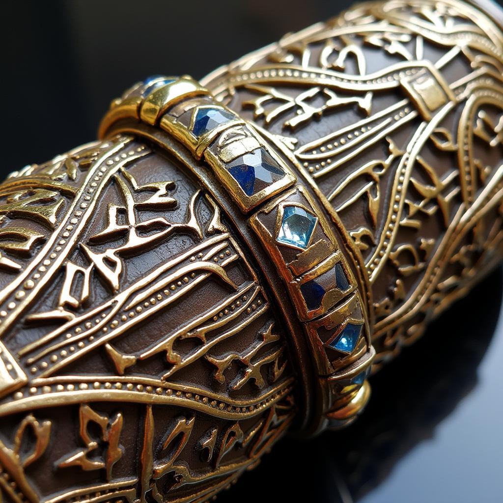 Intricate geometric patterns on an Art Deco bracelet