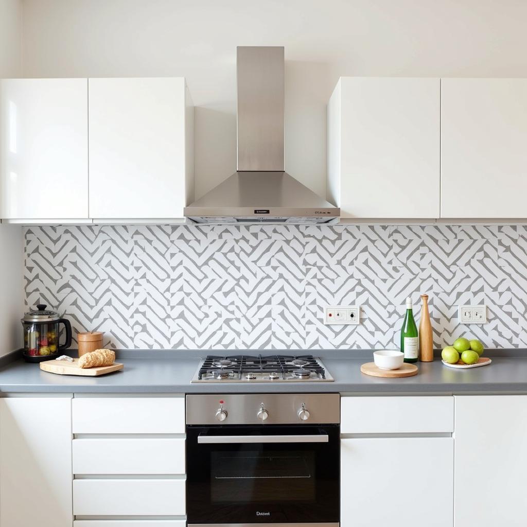 Geometric Self Adhesive Wall Stickers in a Modern Kitchen