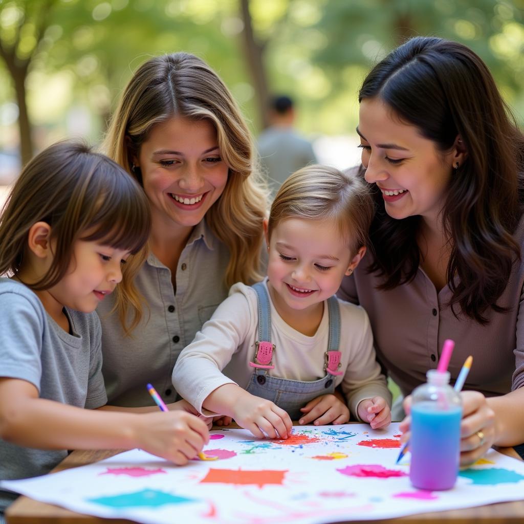 Family enjoying activities at Art in the Park