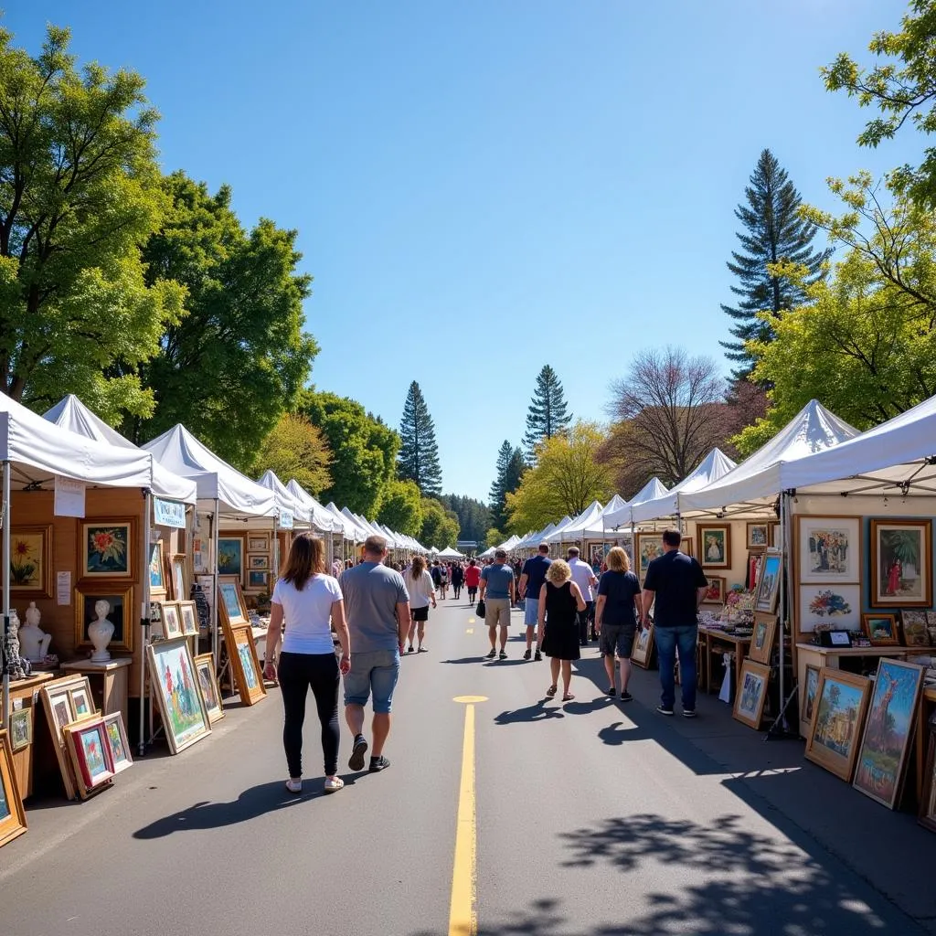 Art booths at the Burlingame Art Festival