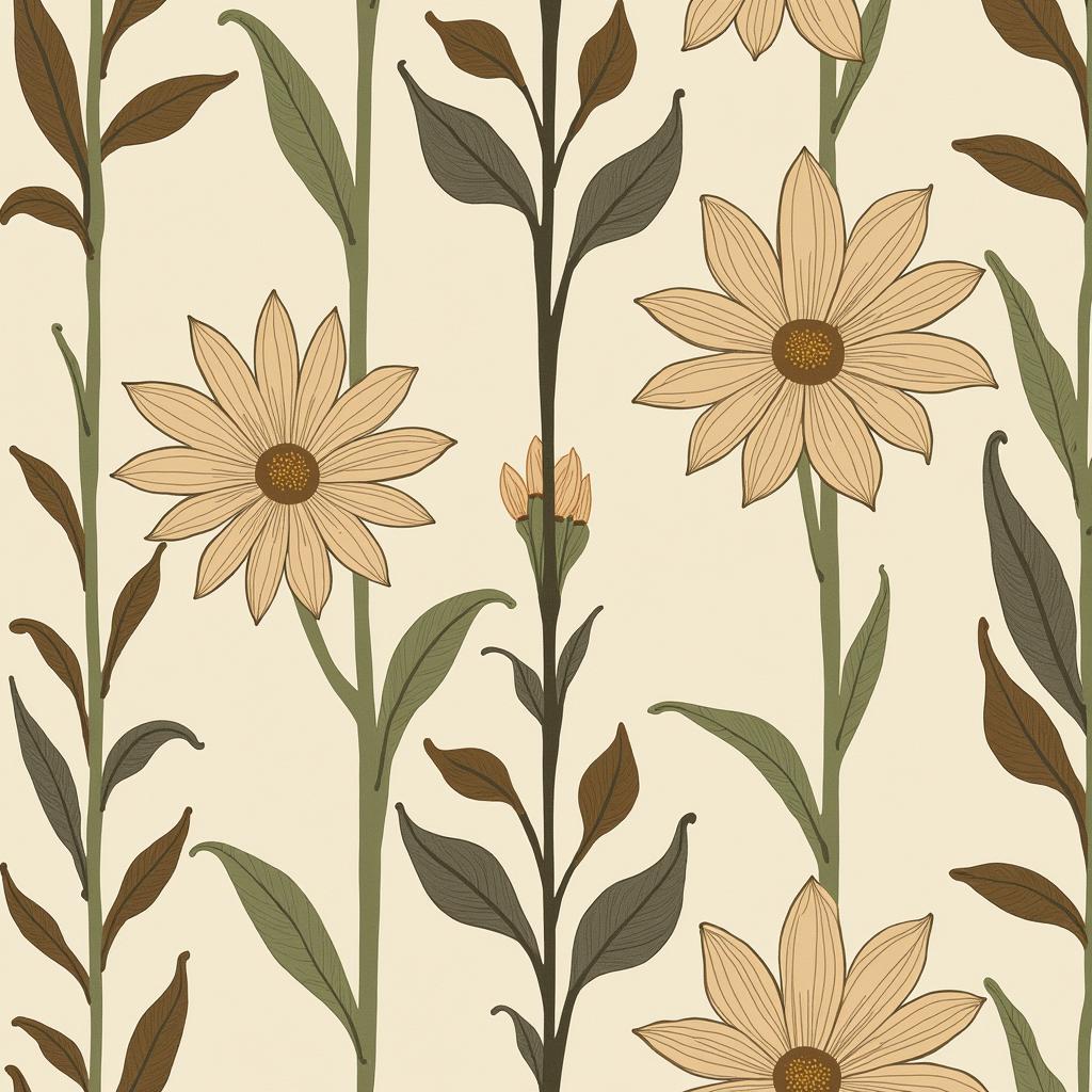 Arts and Crafts Wallpaper with Plant Motifs