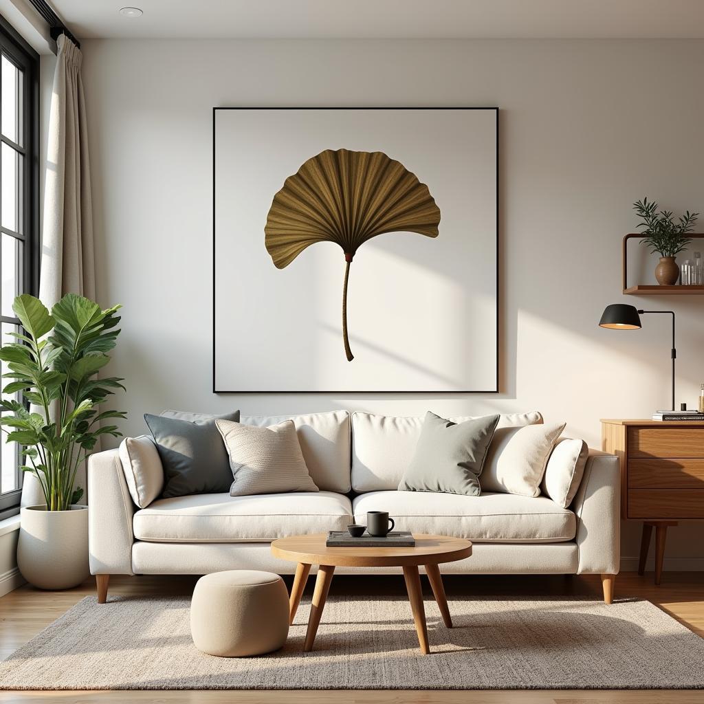 Ginkgo Wall Art Enhancing a Living Room Ambiance