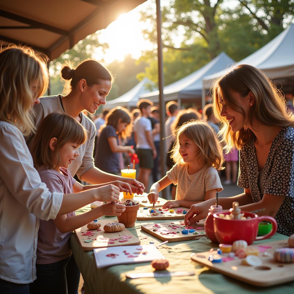 Families enjoying activities at Gladewater Arts & Crafts Festival