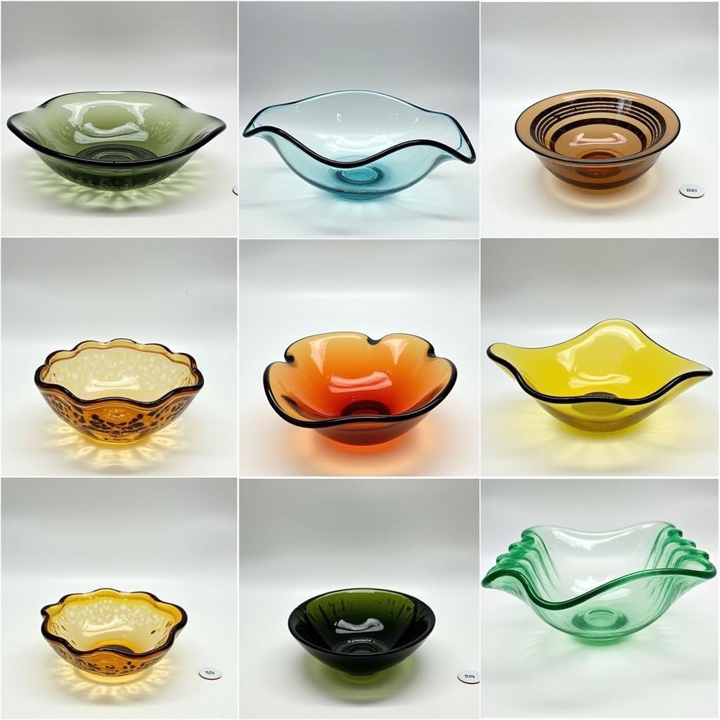 Collection of Colorful Glass Art Bowls