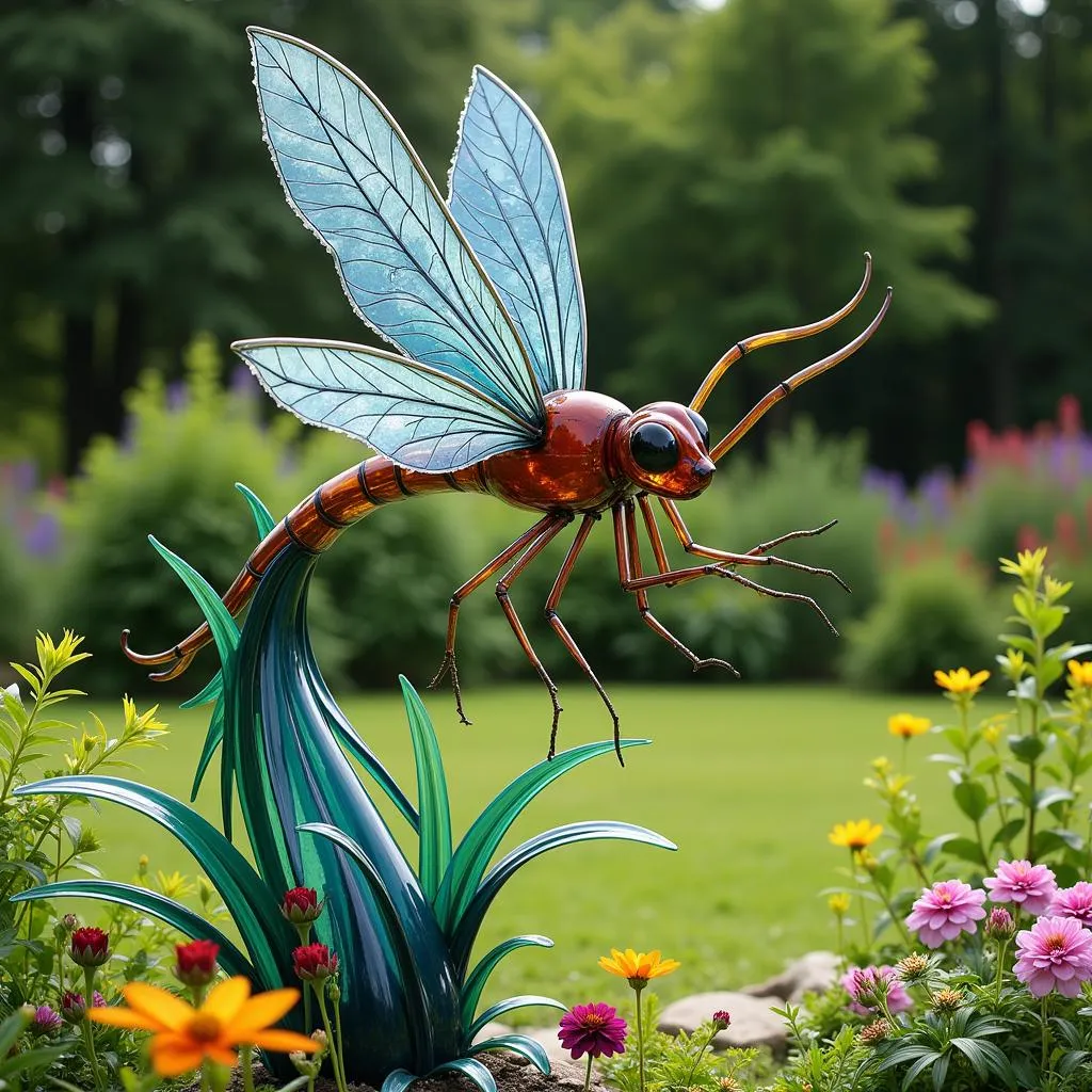 Glass Art Sculpture: A captivating garden centerpiece