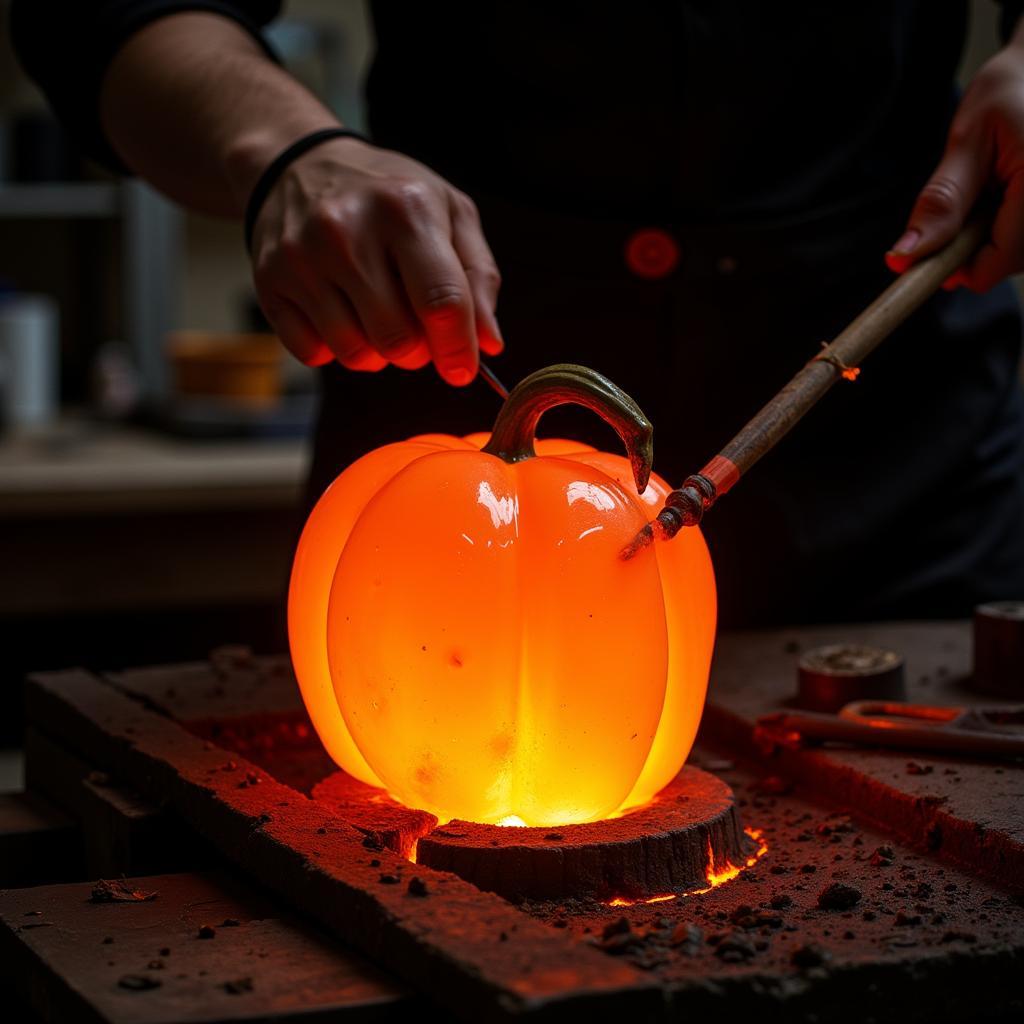 Glassblowing an Art Glass Pumpkin