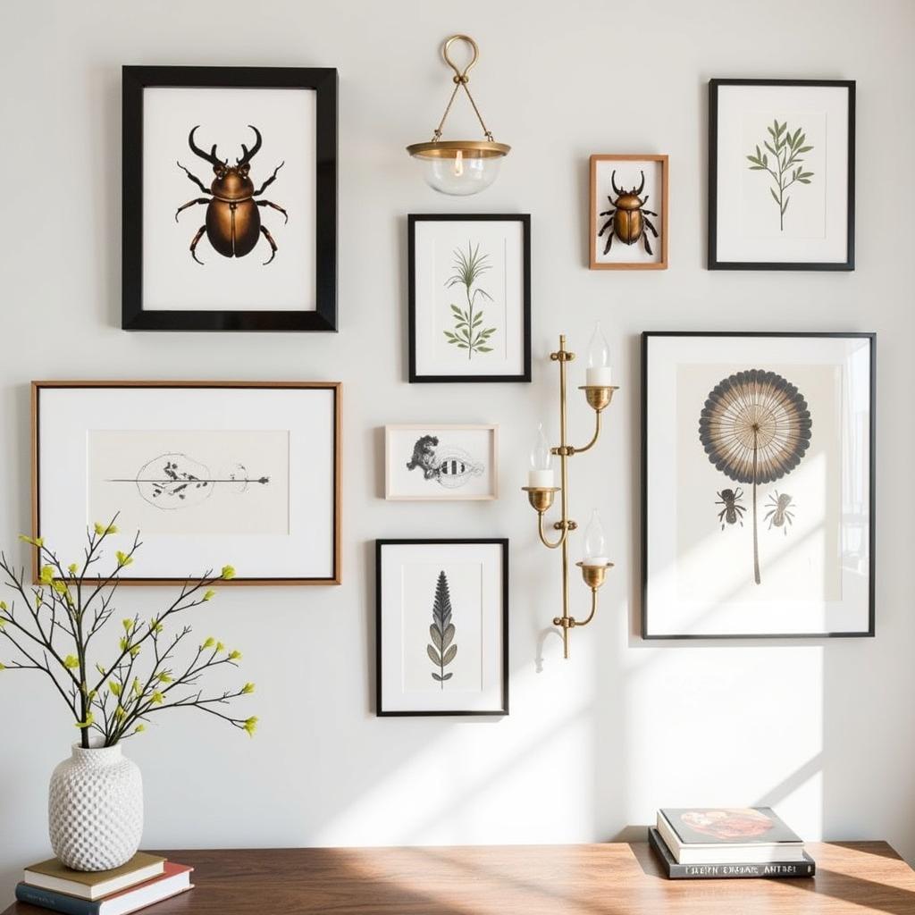 Gold Beetle Wall Art as Part of a Gallery Wall