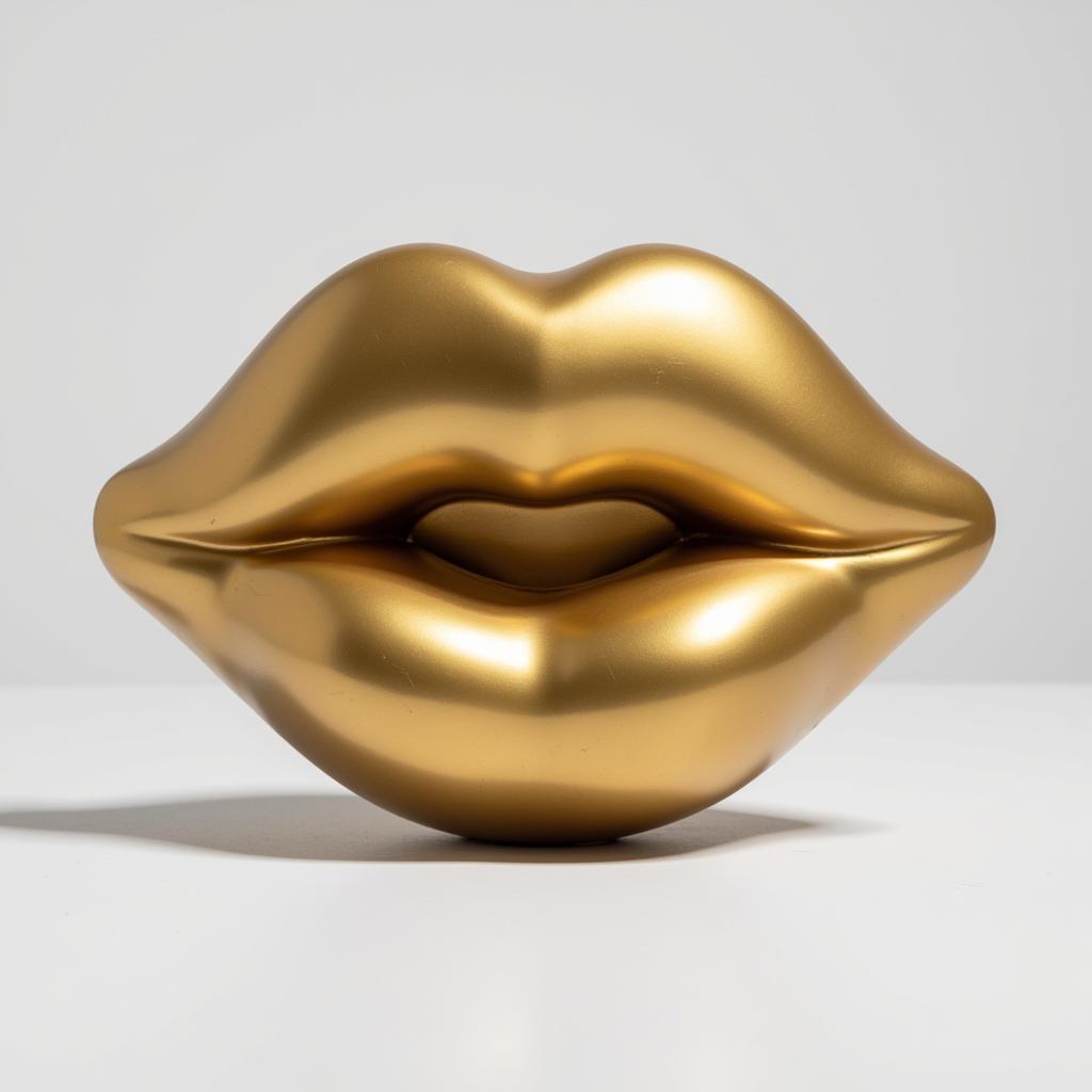 Modern Art Sculpture with Gold Lips