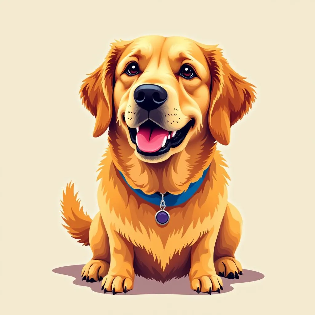 Golden Retriever Digital Illustration: Modern and Whimsical