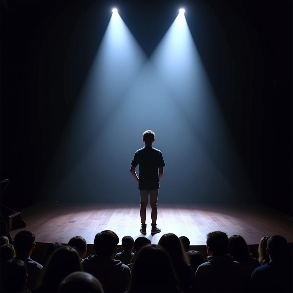 A student performing on stage at Gordon Fine Arts and Sports Academy