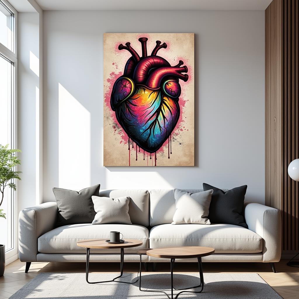 Graffiti Heart Canvas Print in a Living Room