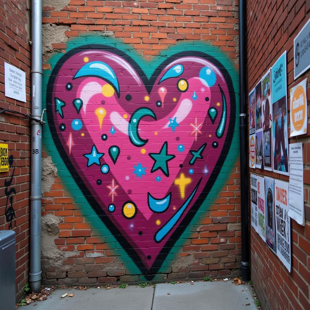 Graffiti Heart in an Urban Alleyway