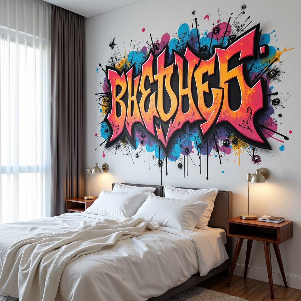 Graffiti Wall Art Bedroom Decor