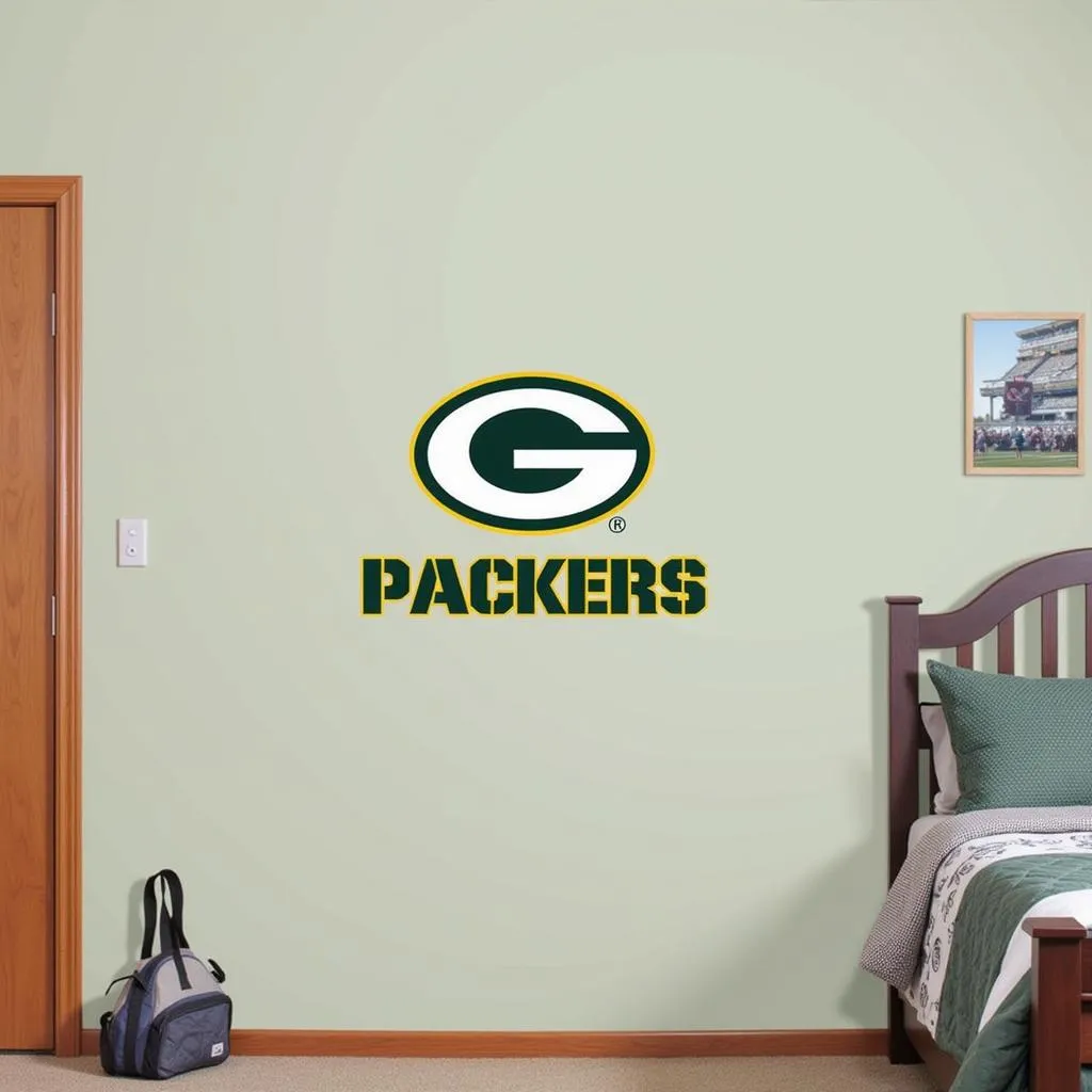 Decal dán tường Green Bay Packers trang trí phòng ngủ