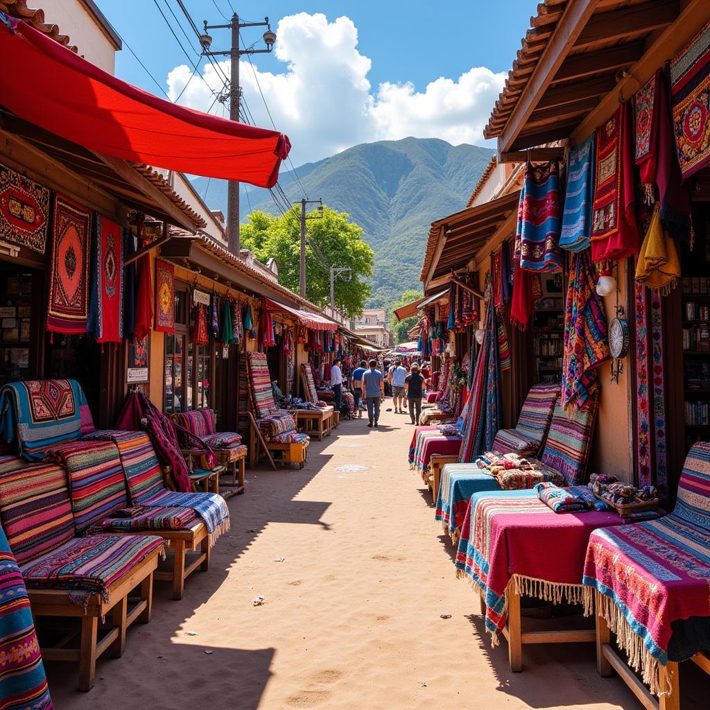 Guatemalan Textiles in a Bustling Market