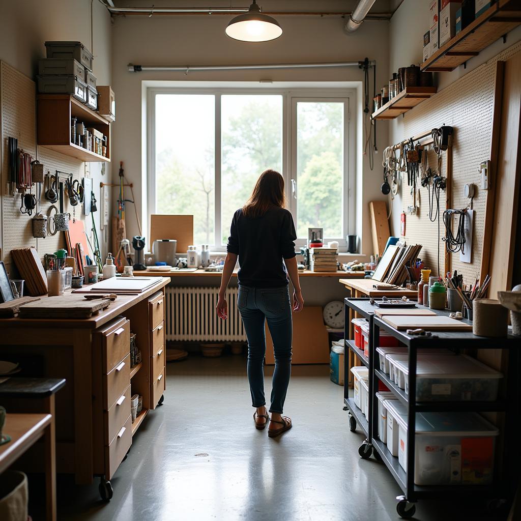 Artist Choosing Supplies in a Studio