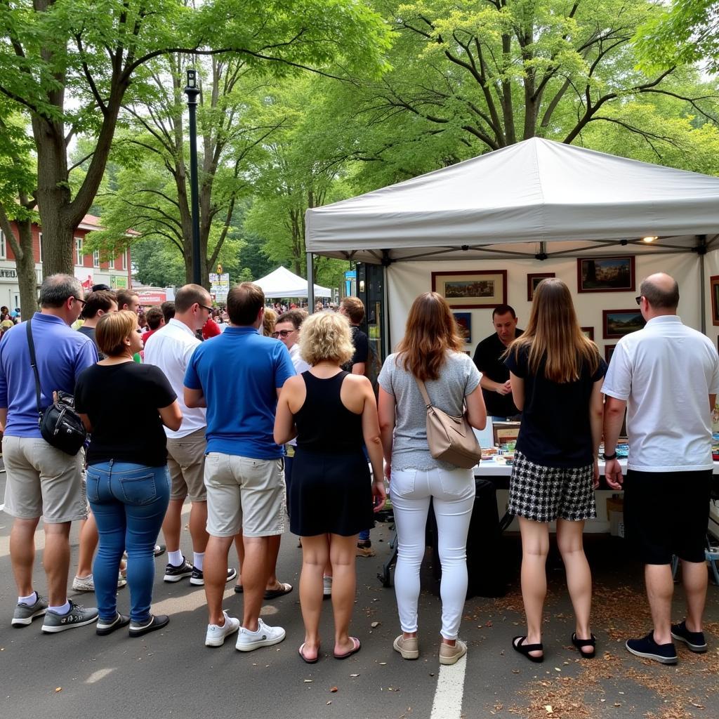  Visitors admiring art at an outdoor art show in Haddonfield, NJ. 