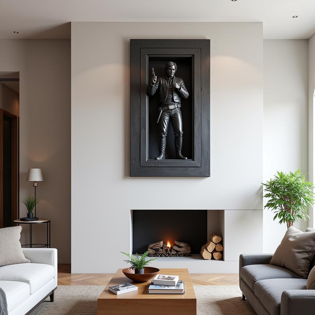 Han Solo in Carbonite Wall Art in a Living Room Setting