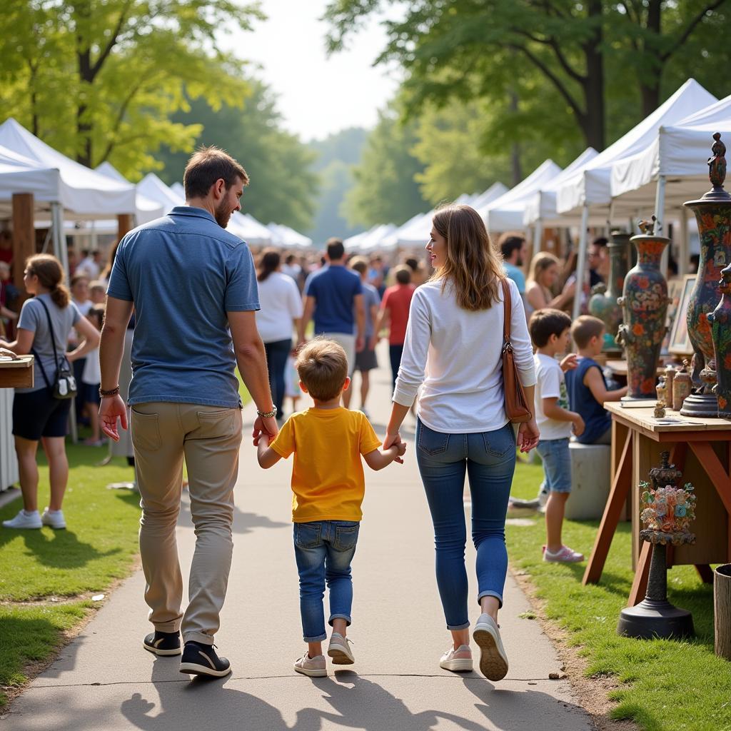 Family enjoying the Harbor Springs Art Fair