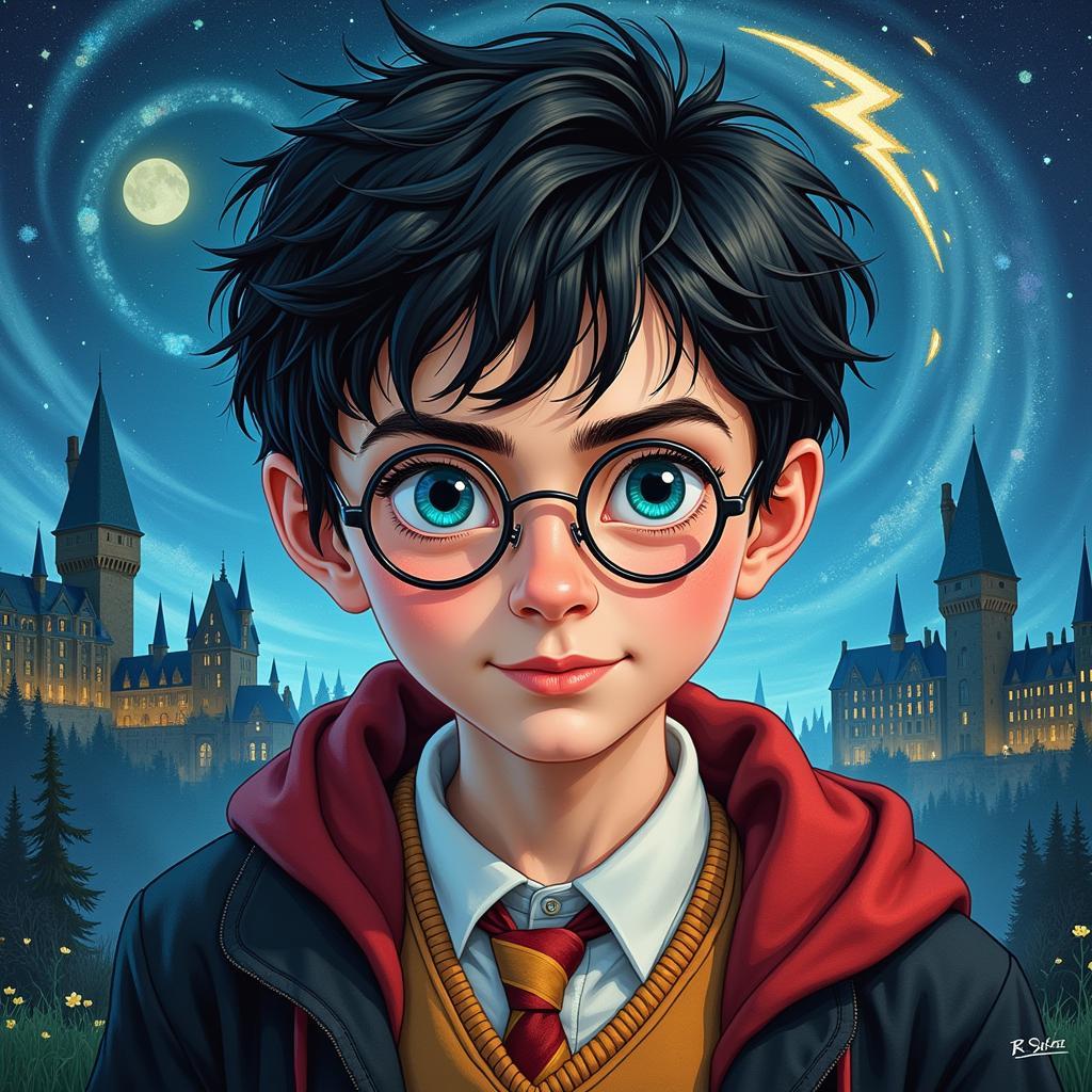 Minh họa bìa sách Harry Potter và Hòn đá Phù thủy của Mary GrandPré