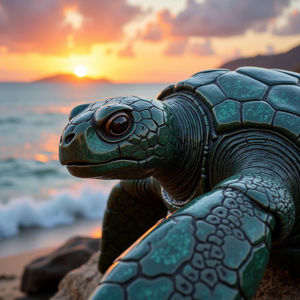 Hawaiian Honu Sculpture Crafted from Metal