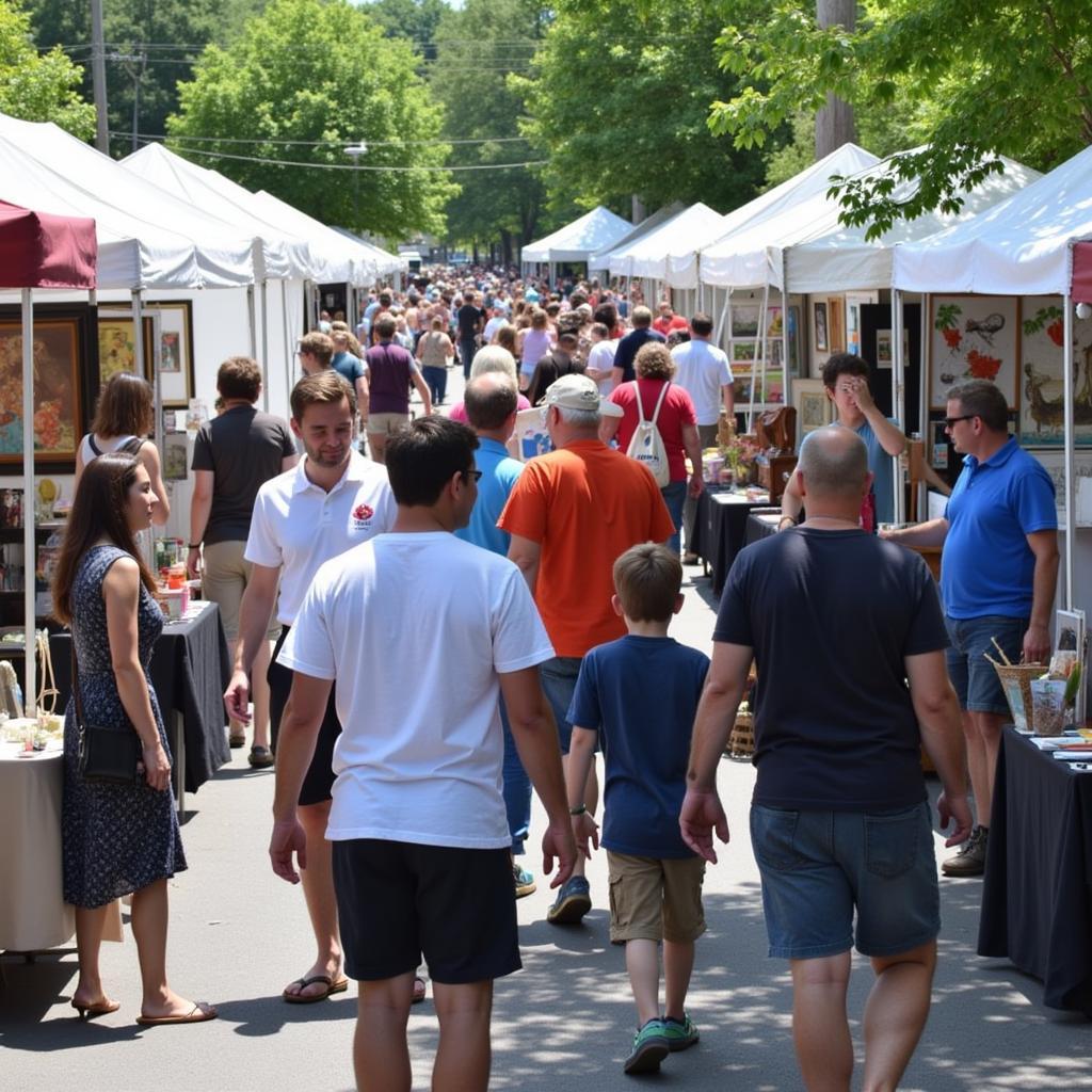 Visitors enjoying the Henderson KY Arts and Crafts Festival