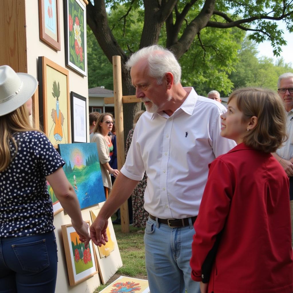 Attendees browsing art at the Hidden in the Hills Art Show