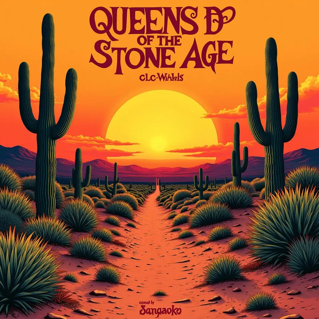 Queens of the Stone Age poster with desert themes