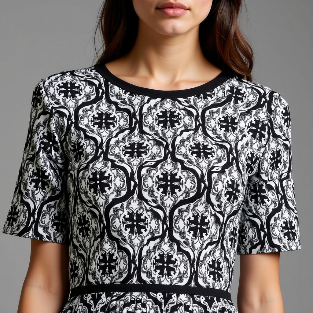 Black and White Geometric Patterns on Dress