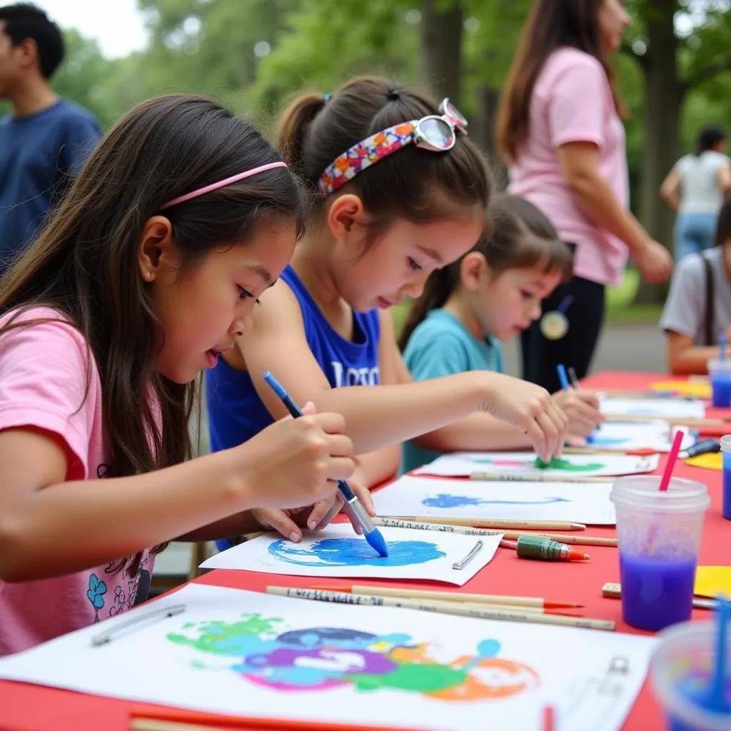 Hoạt động vẽ tranh cho trẻ em tại Art in the Park Montclair