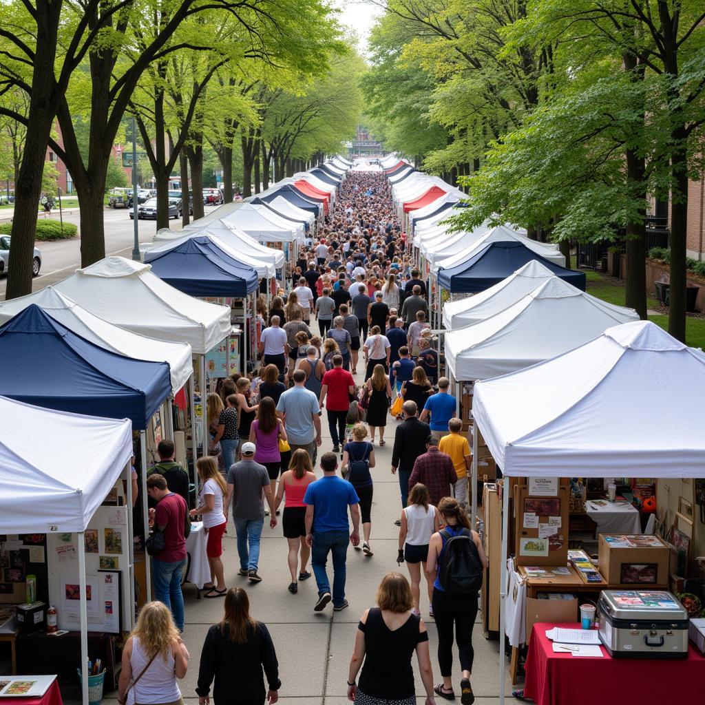 Hội chợ nghệ thuật Evanston nhộn nhịp với các gian hàng trưng bày tác phẩm