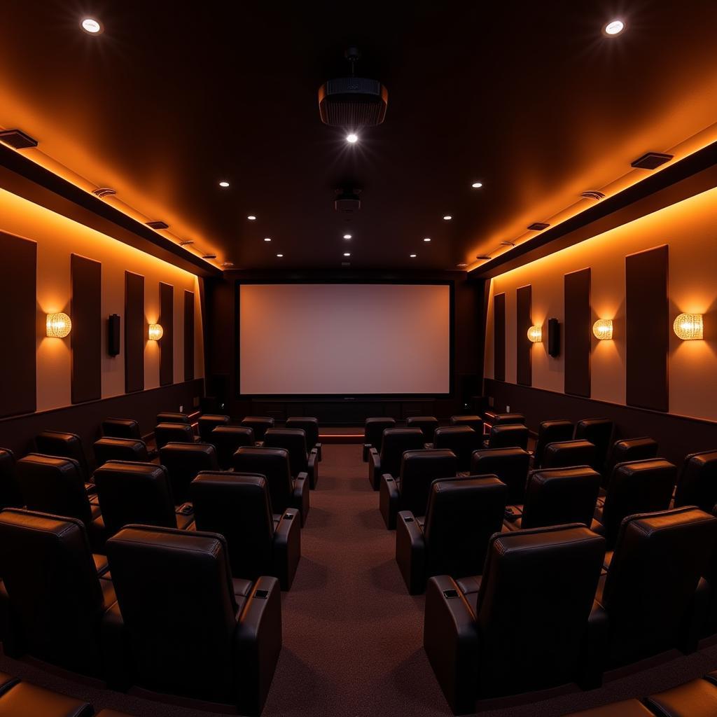 Home Theater Room With Hex Head LED Lights