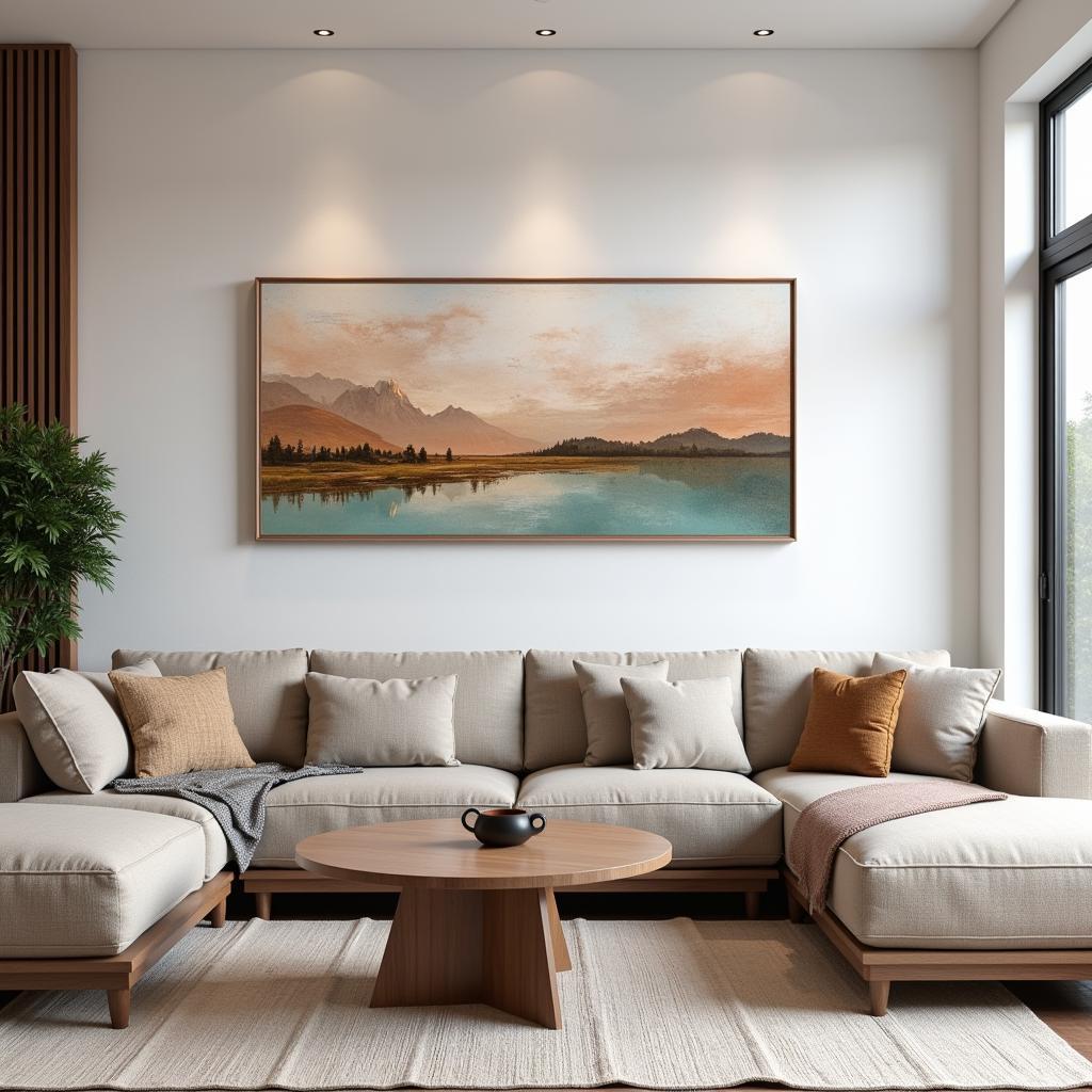 Horizontal Abstract Wall Art in a Living Room