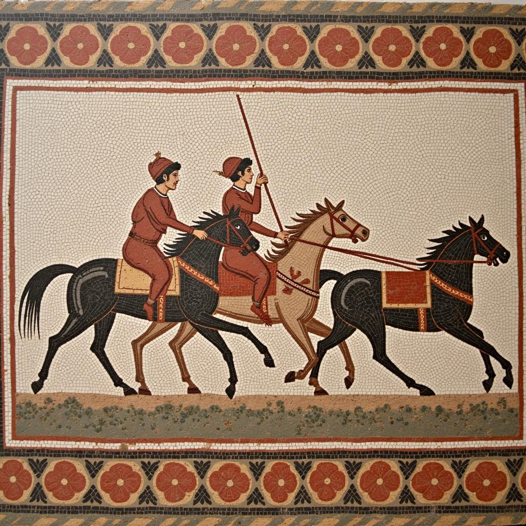 Ancient Roman mosaic depicting a horse race