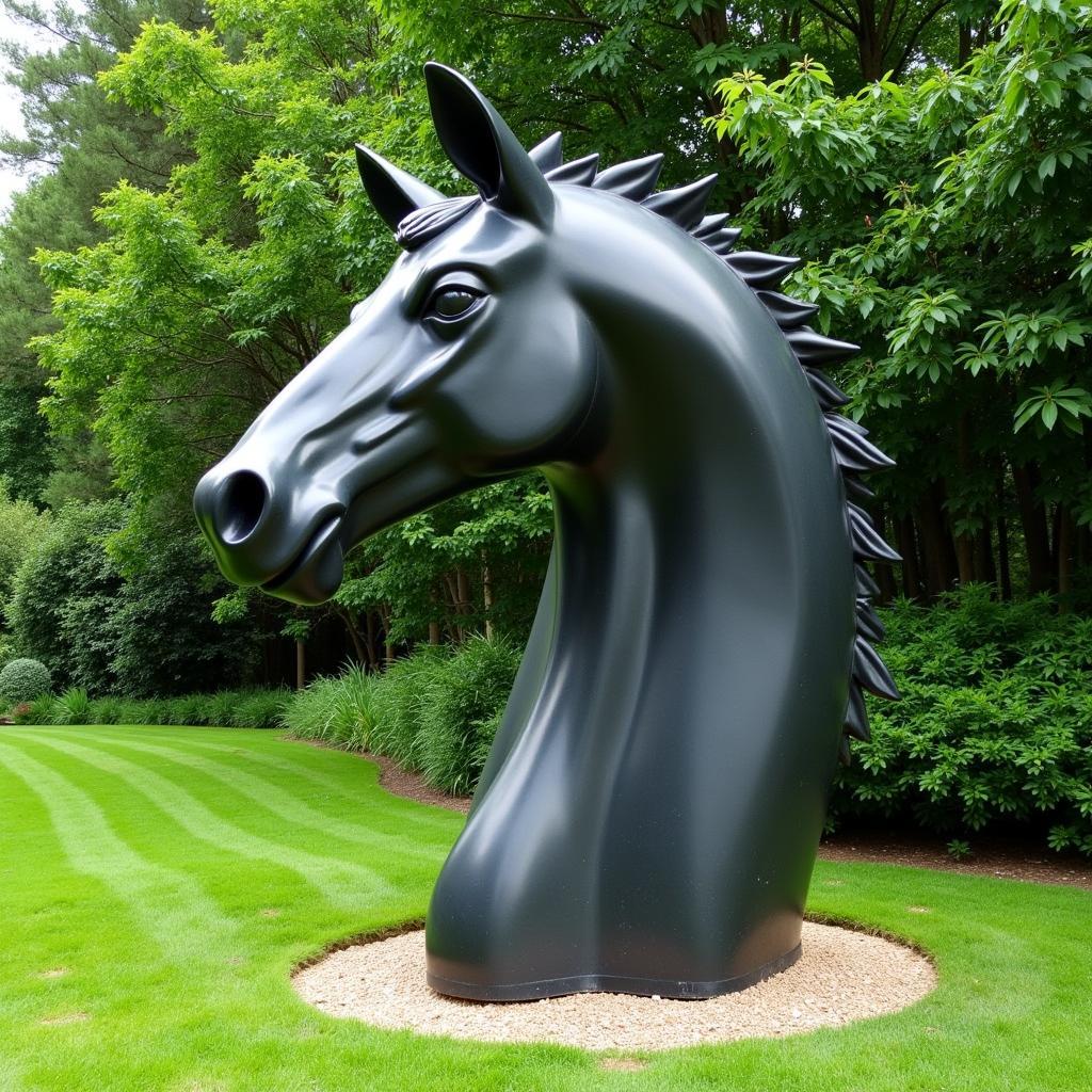 Horse Sculpture in a Garden