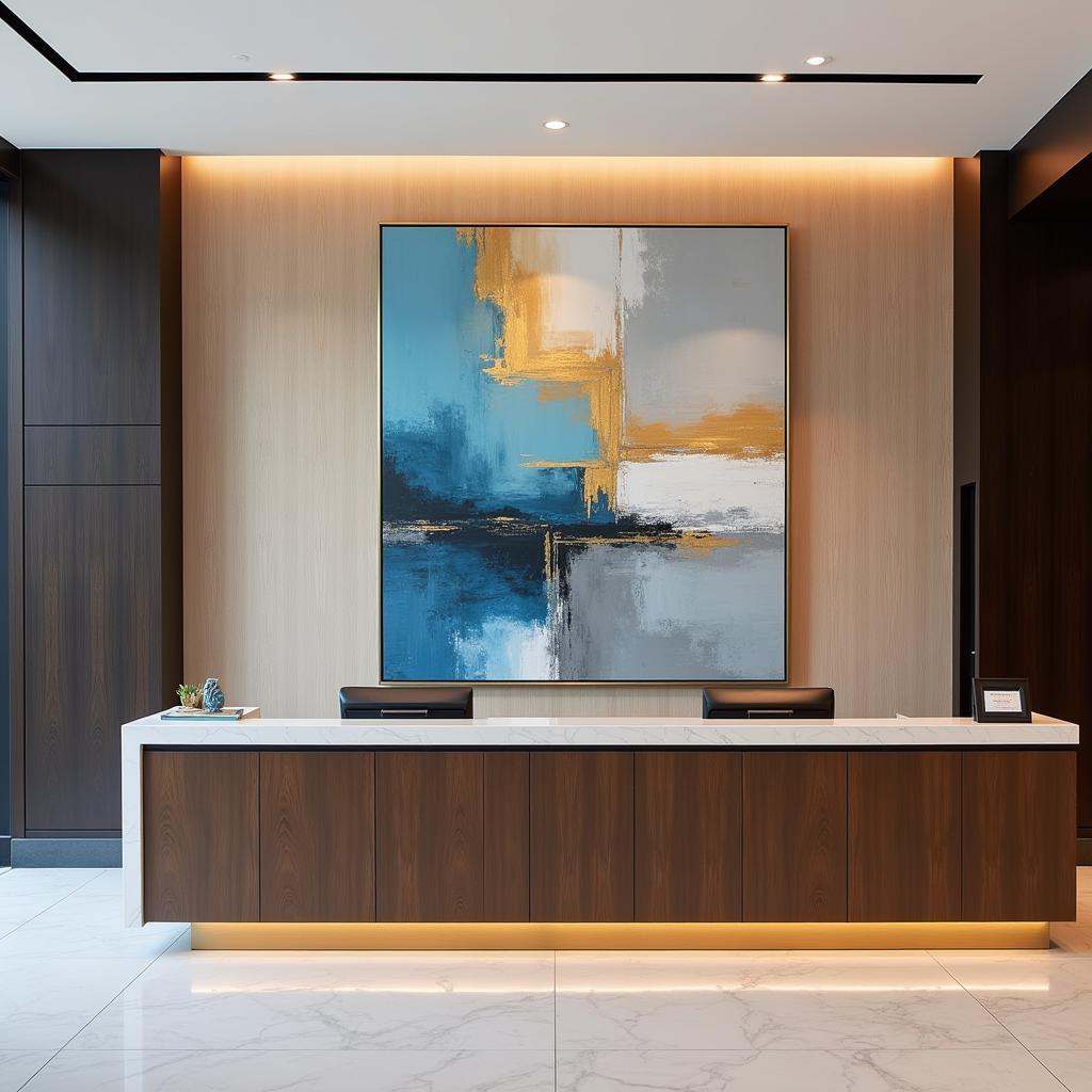 Abstract painting in a hotel lobby