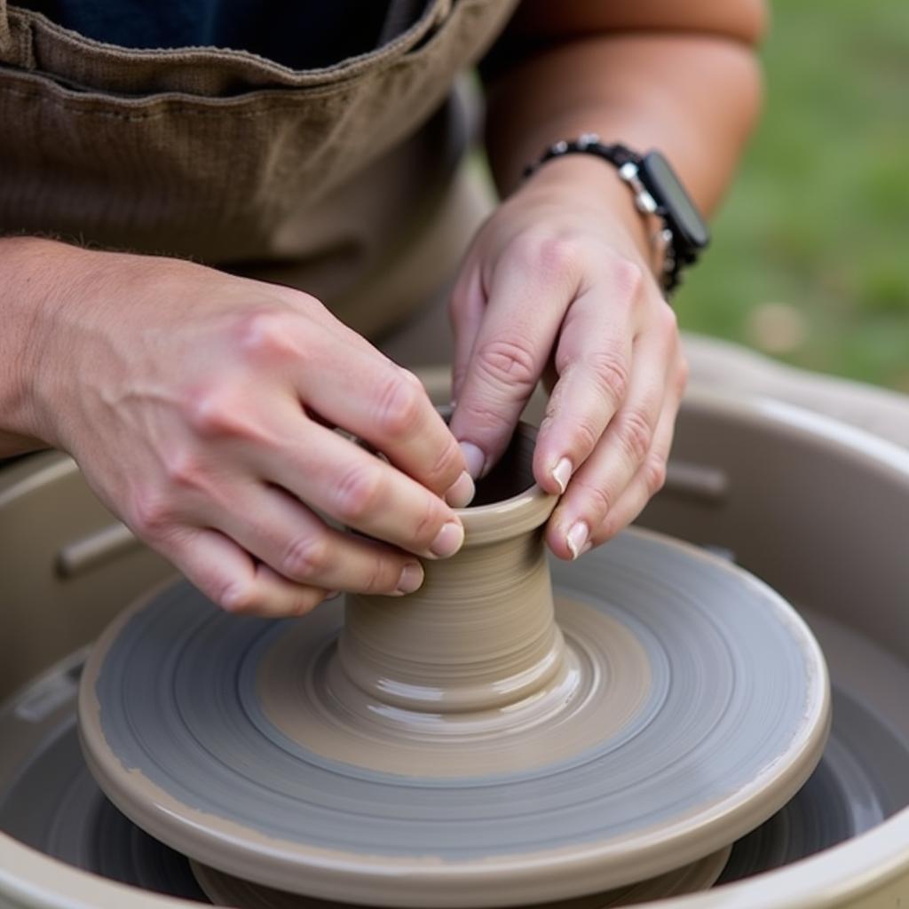 Artist Demonstrating Pottery at the Hudson Art Festival