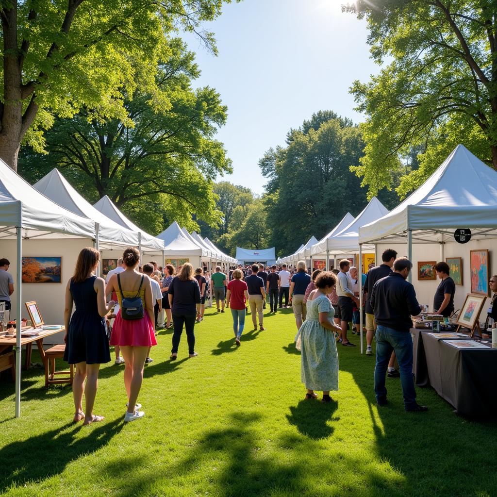 Crowds Enjoying the Festivities at Hudson Art on the Green